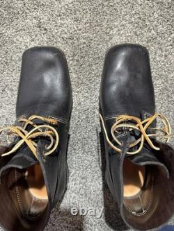 Bottes de tranchée basses vintage pour hommes de la WWII, taille 11.5 E, en cuir suédé ciré