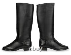 Bottes en cuir d'officier allemand de la WWII WW2, semelle en cuir et talon en fer