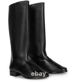 Bottes en cuir d'officier allemand de la WWII WW2, semelle en cuir et talon en fer