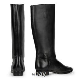 Bottes en cuir d'officier allemand de la WWII WW2, semelle en cuir et talon en fer