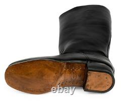 Bottes en cuir d'officier allemand de la WWII WW2, semelle en cuir et talon en fer