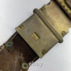 Boucle de ceinture militaire allemande originale de la Première ou de la Seconde Guerre mondiale avec languette en cuir