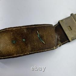 Boucle de ceinture militaire allemande originale de la Première ou de la Seconde Guerre mondiale avec languette en cuir