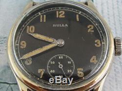 Bulla D3339h Officiers De L'armée Allemande Seconde Guerre Mondiale Vintage 1939-1945 Swiss Wristwatch Men