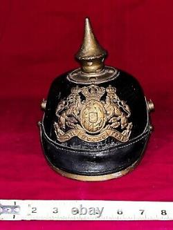 CASQUE D'ARMEE IMPERIALE ALLEMANDE DE LA PREMIERE GUERRE MONDIALE BAVAROIS PICKELHAUBE AVEC DOUBLURE