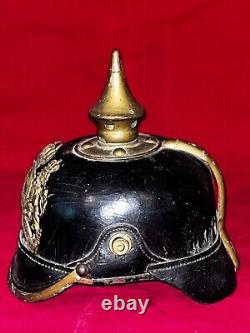 CASQUE D'ARMEE IMPERIALE ALLEMANDE DE LA PREMIERE GUERRE MONDIALE BAVAROIS PICKELHAUBE AVEC DOUBLURE