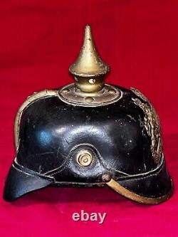 CASQUE D'ARMEE IMPERIALE ALLEMANDE DE LA PREMIERE GUERRE MONDIALE BAVAROIS PICKELHAUBE AVEC DOUBLURE