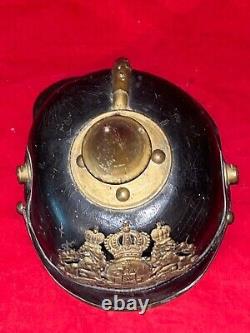 CASQUE D'ARMEE IMPERIALE ALLEMANDE DE LA PREMIERE GUERRE MONDIALE BAVAROIS PICKELHAUBE AVEC DOUBLURE