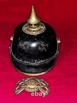 CASQUE D'ARMEE IMPERIALE ALLEMANDE DE LA PREMIERE GUERRE MONDIALE BAVAROIS PICKELHAUBE AVEC DOUBLURE