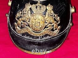 CASQUE D'ARMEE IMPERIALE ALLEMANDE DE LA PREMIERE GUERRE MONDIALE BAVAROIS PICKELHAUBE AVEC DOUBLURE