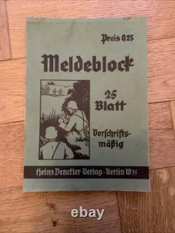 Caisse à cartes allemande d’avant la Seconde Guerre mondiale, Meldeblock manuscrit et Planzeiger ESERO 29/11/1936