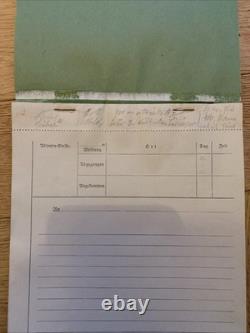 Caisse à cartes allemande d’avant la Seconde Guerre mondiale, Meldeblock manuscrit et Planzeiger ESERO 29/11/1936