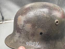 Casque M40 de l’armée allemande de la Seconde Guerre mondiale, peint modernement en camouflage style Normandie, taille 64