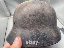 Casque M40 de l’armée allemande de la Seconde Guerre mondiale, peinture noire d’origine, taille 64