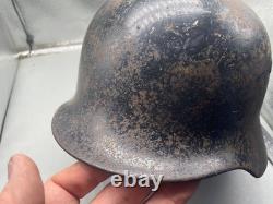 Casque M40 de l’armée allemande de la Seconde Guerre mondiale, peinture noire d’origine, taille 64