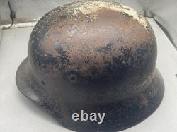 Casque M40 de l’armée allemande de la Seconde Guerre mondiale, peinture noire d’origine, taille 64