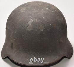 Casque Stahlhelm M35 ET62 de l'armée allemande de la Seconde Guerre mondiale avec doublure nommé original