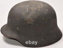 Casque Stahlhelm M35 ET62 de l'armée allemande de la Seconde Guerre mondiale avec doublure nommé original