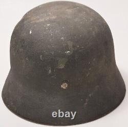 Casque Stahlhelm M35 ET62 de l'armée allemande de la Seconde Guerre mondiale avec doublure nommé original