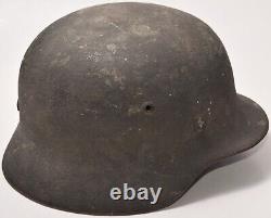 Casque Stahlhelm M35 ET62 de l'armée allemande de la Seconde Guerre mondiale avec doublure nommé original