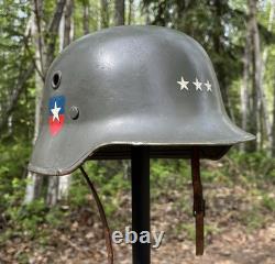 Casque allemand en vulcanfiber de la Seconde Guerre mondiale utilisé par l'armée chilienne dans les années 1940, Stahlhelm militaire rare