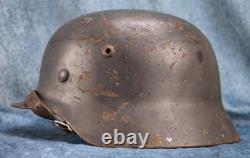 Casque de combat M35 en acier bleu de l'Armée de l'Air allemande Luftwaffe de la Seconde Guerre mondiale, vétéran.