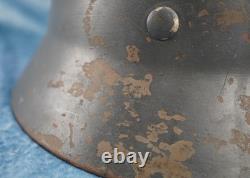 Casque de combat M35 en acier bleu de l'Armée de l'Air allemande Luftwaffe de la Seconde Guerre mondiale, vétéran.
