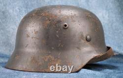 Casque de combat M35 en acier bleu de l'Armée de l'Air allemande Luftwaffe de la Seconde Guerre mondiale, vétéran.