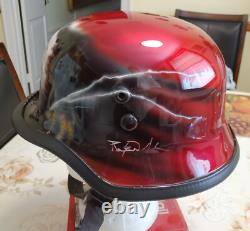 Casque en acier M35 de l'armée allemande de la WWII WW2 avec insert en cuir restauré