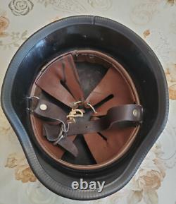 Casque en acier M35 de l'armée allemande de la WWII WW2 avec insert en cuir restauré
