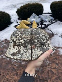 Casque en coque de relique d'hiver camouflé de l'armée allemande M35 de la Seconde Guerre mondiale