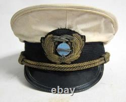 Casquette d'officier Zeppelin allemand de l'armée américaine de la Seconde Guerre mondiale avec un dessus blanc