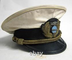 Casquette d'officier Zeppelin allemand de l'armée américaine de la Seconde Guerre mondiale avec un dessus blanc