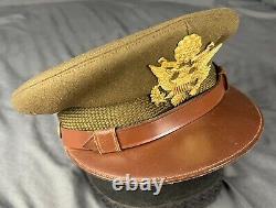 Casquette de visière d'officier de l'US Army Air Corps de la Seconde Guerre mondiale, chapeau Saks New York NOMMÉ vétéran allemand