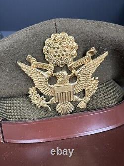 Casquette de visière d'officier de l'US Army Air Corps de la Seconde Guerre mondiale, chapeau Saks New York NOMMÉ vétéran allemand