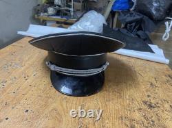 Casquette élite d'officier SS allemand de la Seconde Guerre mondiale, casquette visière écrasée noire du leader militaire