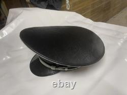 Casquette élite d'officier SS allemand de la Seconde Guerre mondiale, casquette visière écrasée noire du leader militaire