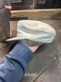 Casquette pilote militaire en cuir allemand vintage de la Seconde Guerre mondiale WWII marron