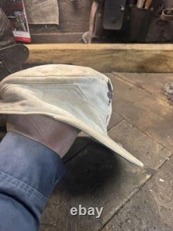 Casquette pilote militaire en cuir allemand vintage de la Seconde Guerre mondiale WWII marron