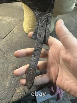 Casquette pilote militaire en cuir allemand vintage de la Seconde Guerre mondiale WWII marron