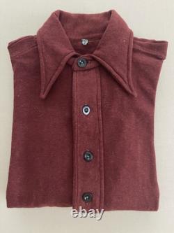 Chemise Civile de l'Armée Allemande de la Seconde Guerre Mondiale, Tricot en Coton Rouge Vin Manches Longues, 4 Boutons, Petite