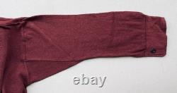 Chemise Civile de l'Armée Allemande de la Seconde Guerre Mondiale, Tricot en Coton Rouge Vin Manches Longues, 4 Boutons, Petite