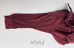 Chemise Civile de l'Armée Allemande de la Seconde Guerre Mondiale, Tricot en Coton Rouge Vin Manches Longues, 4 Boutons, Petite