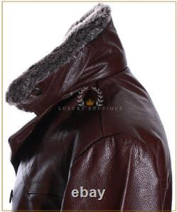 Collier Pour Hommes Kriegsmarine Brown Fur New Ww2 German Leather Deck Jacket Pea Coat