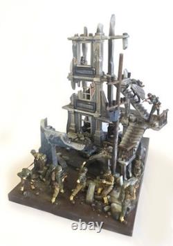 Diorama de bataille urbaine personnalisé de la Seconde Guerre mondiale à l’échelle 1/35 : armée américaine contre soldats allemands, bâtiment en ruine
