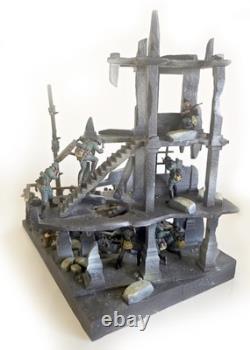 Diorama de bataille urbaine personnalisé de la Seconde Guerre mondiale à l’échelle 1/35 : armée américaine contre soldats allemands, bâtiment en ruine
