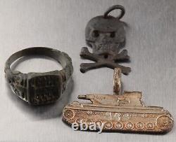 Division de Panzer de l'armée allemande de 1940 Bague en crâne de la Seconde Guerre mondiale WW2 en Allemagne Os du crâne WWII