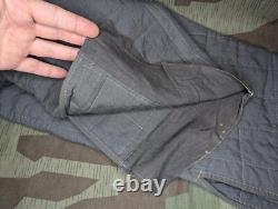 Doublure de pantalon rembourrée verte en roseau originale allemande de la Seconde Guerre mondiale pour soldat d'hiver