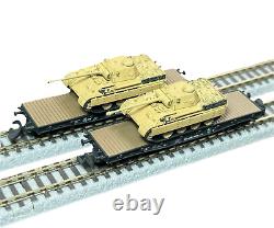 Échelle Z WW2 Armée Allemande Chemin de Fer Typ SSyl 2 Wagons Plats avec Kit de Chargement de Char Panther D