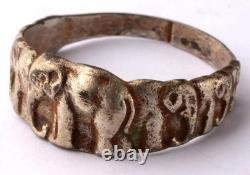 Éléphant WW2 allemand 1943 anneau photo WWII pendentif pistolet bouton DAK armée allemande